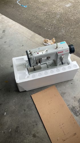 Customer photo review of PFAFF 1245 Single Needle Heavy Duty Unison Feed Walking Foot Sewing Machine Assembled with Servo Motor, Table and Stand Included