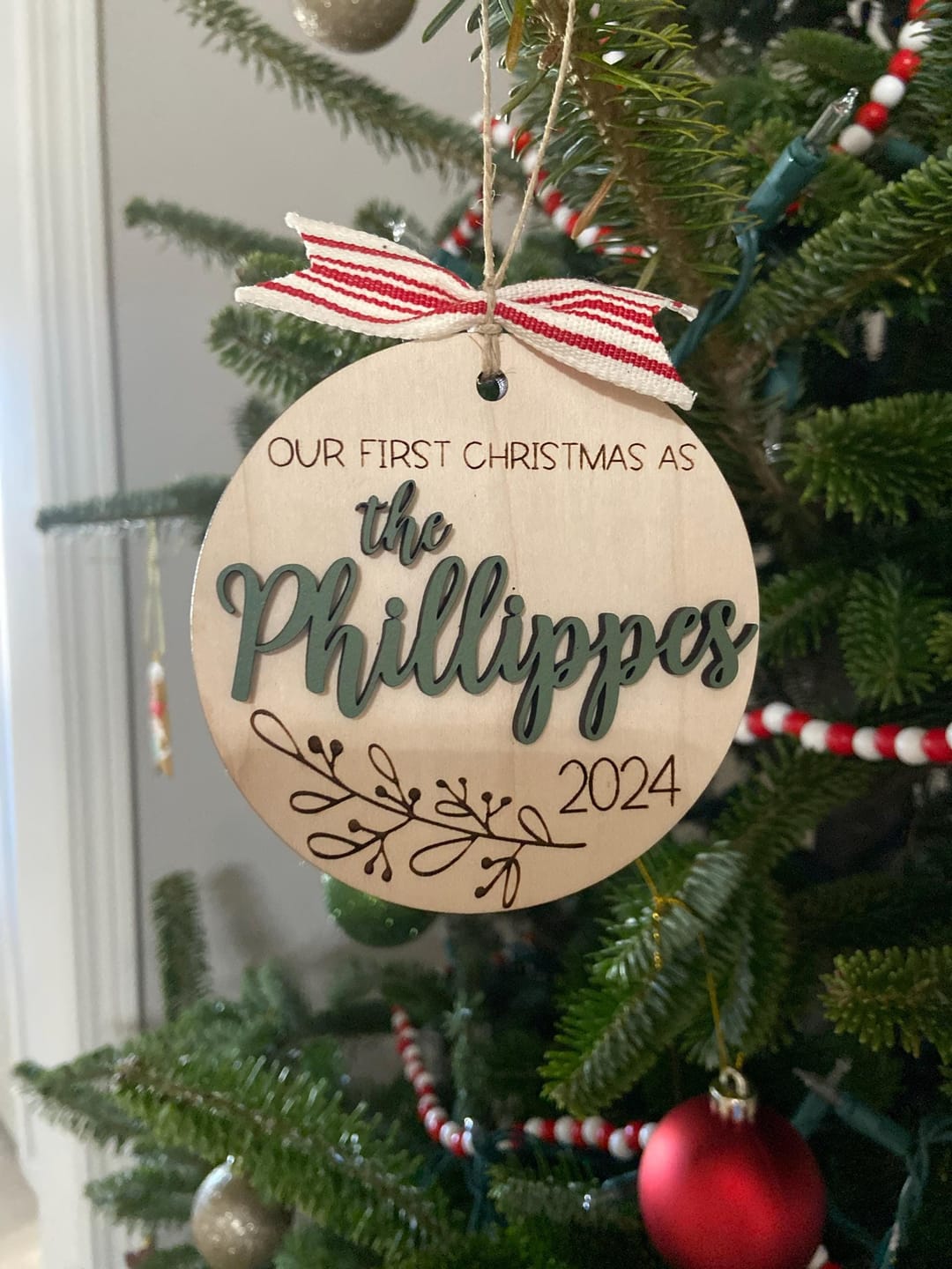 Customer photo review of Our First Christmas Married Ornament 2025