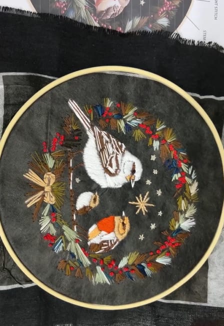 Customer photo review of Rubbyoo Embroidery Kit -  Bird Family