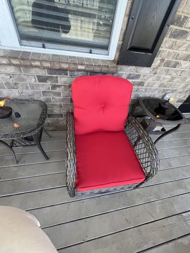 Customer photo review of HOMREST 3-piece Patio Swivel Glider Chair Set，360° Glide & Rotate, Red