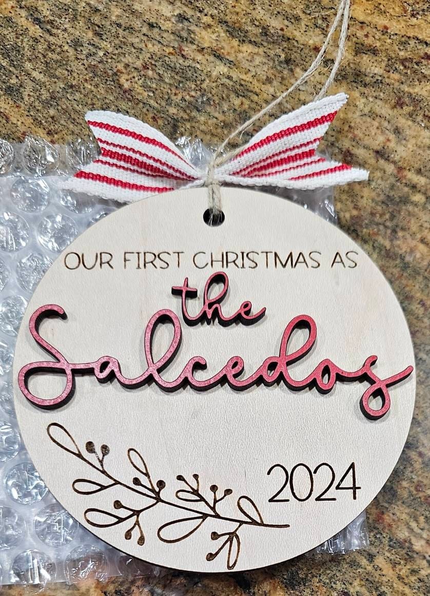 Customer photo review of Our First Christmas Married Ornament 2025
