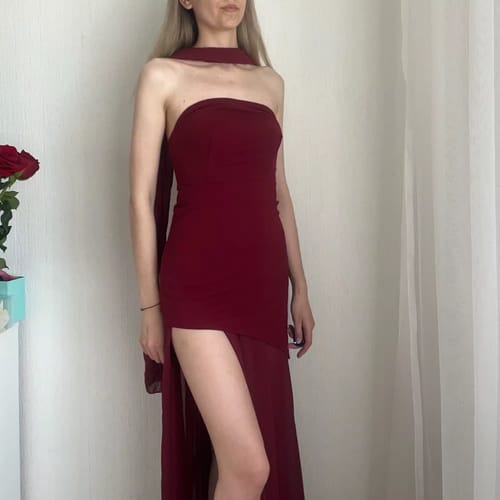 Customer photo review of Lea Chiffon Asymmetrical Maxi Dress