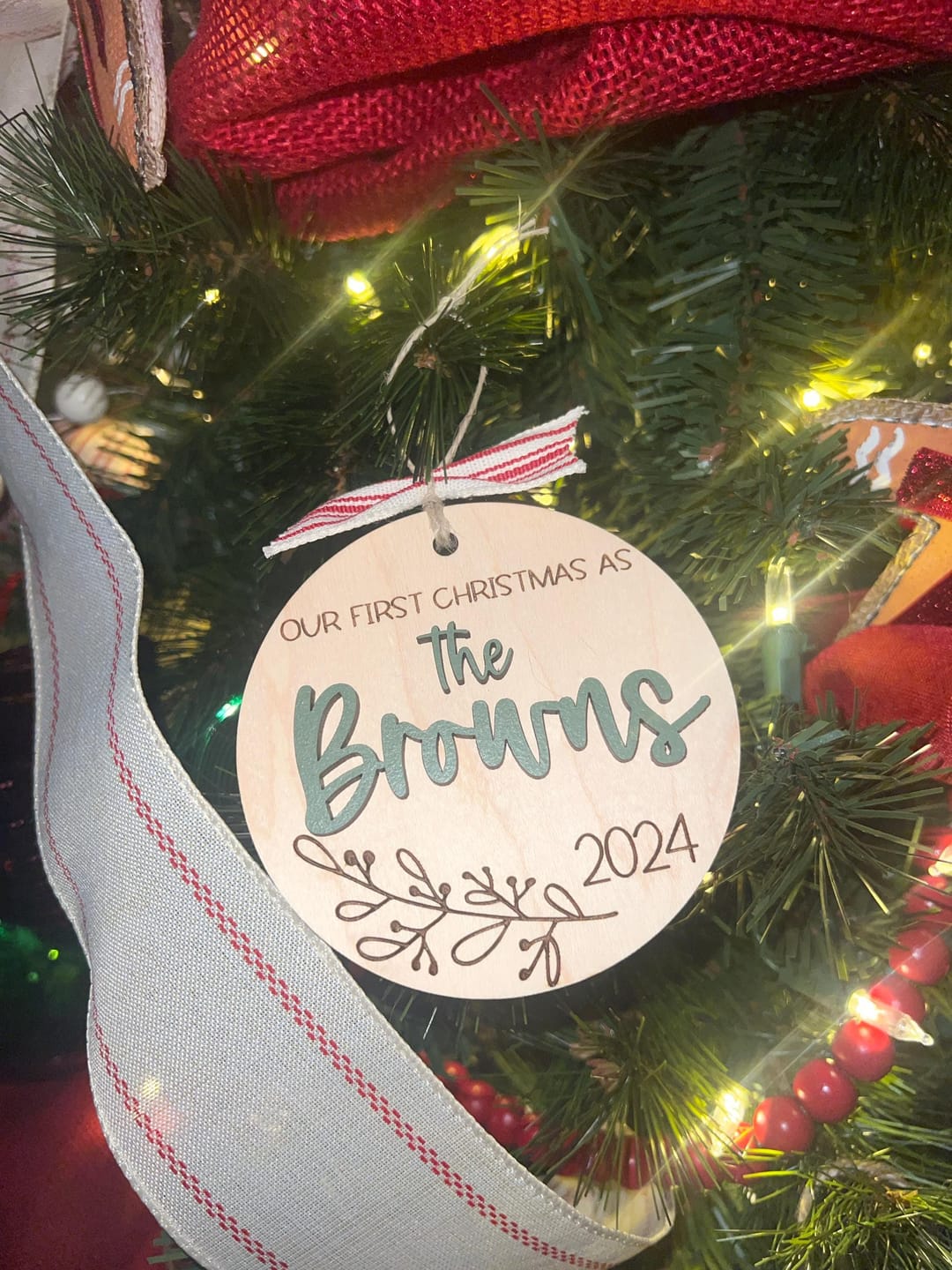 Customer photo review of Our First Christmas Married Ornament 2025