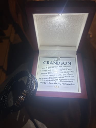 Customer photo review of To My Grandson | Braided Leather Bracelet Gift Set - SS585