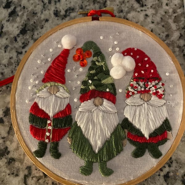 Customer photo review of Rubbyoo Embroidery Kit - Christmas Gnomes