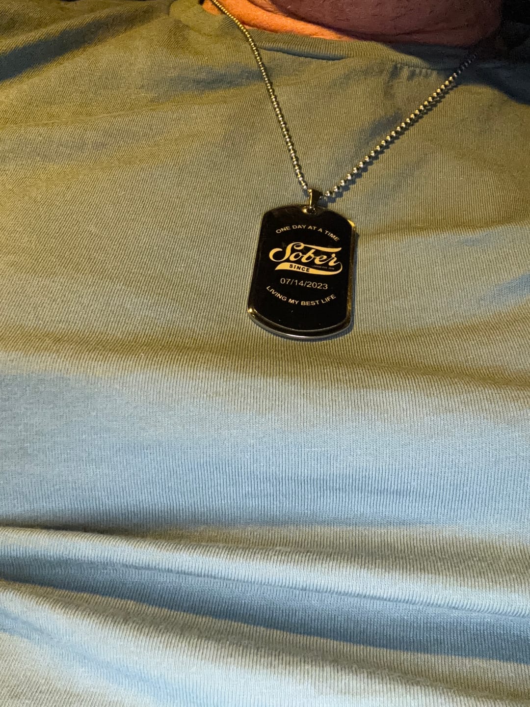Customer photo review of Loosid Sober Since Dog Tag w/Personalized Sobriety Date