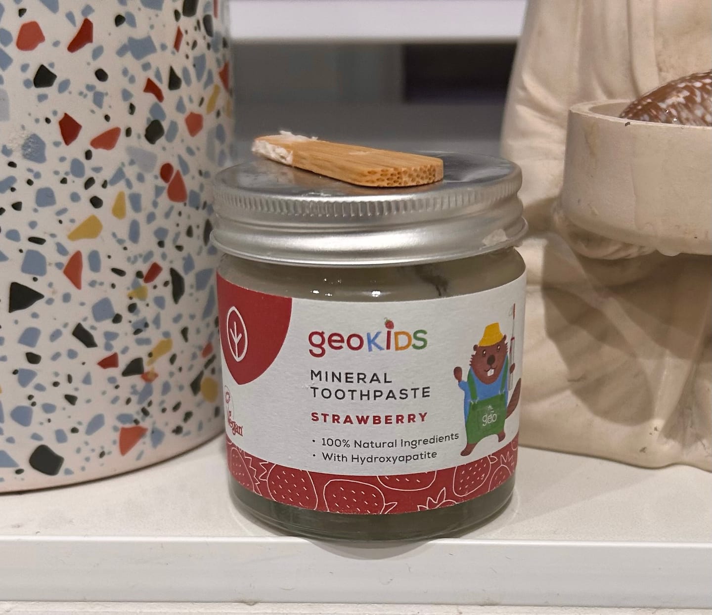 Customer photo review of NEW Fluoride Free Toothpaste for Kids - Strawberry with HYDROXYAPATITE