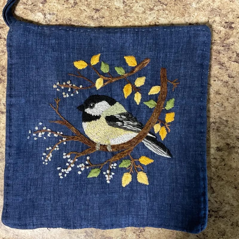 Customer photo review of Rubbyoo Embroidery Kit - Chickadee