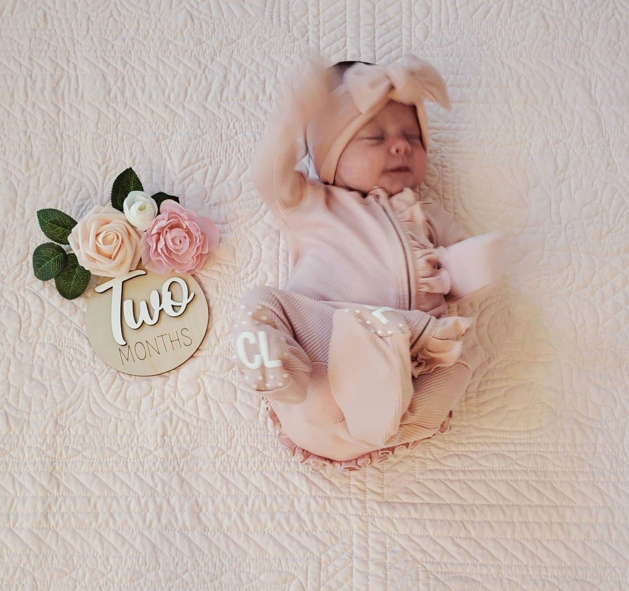 Customer photo review of Wooden Monthly Baby Milestones