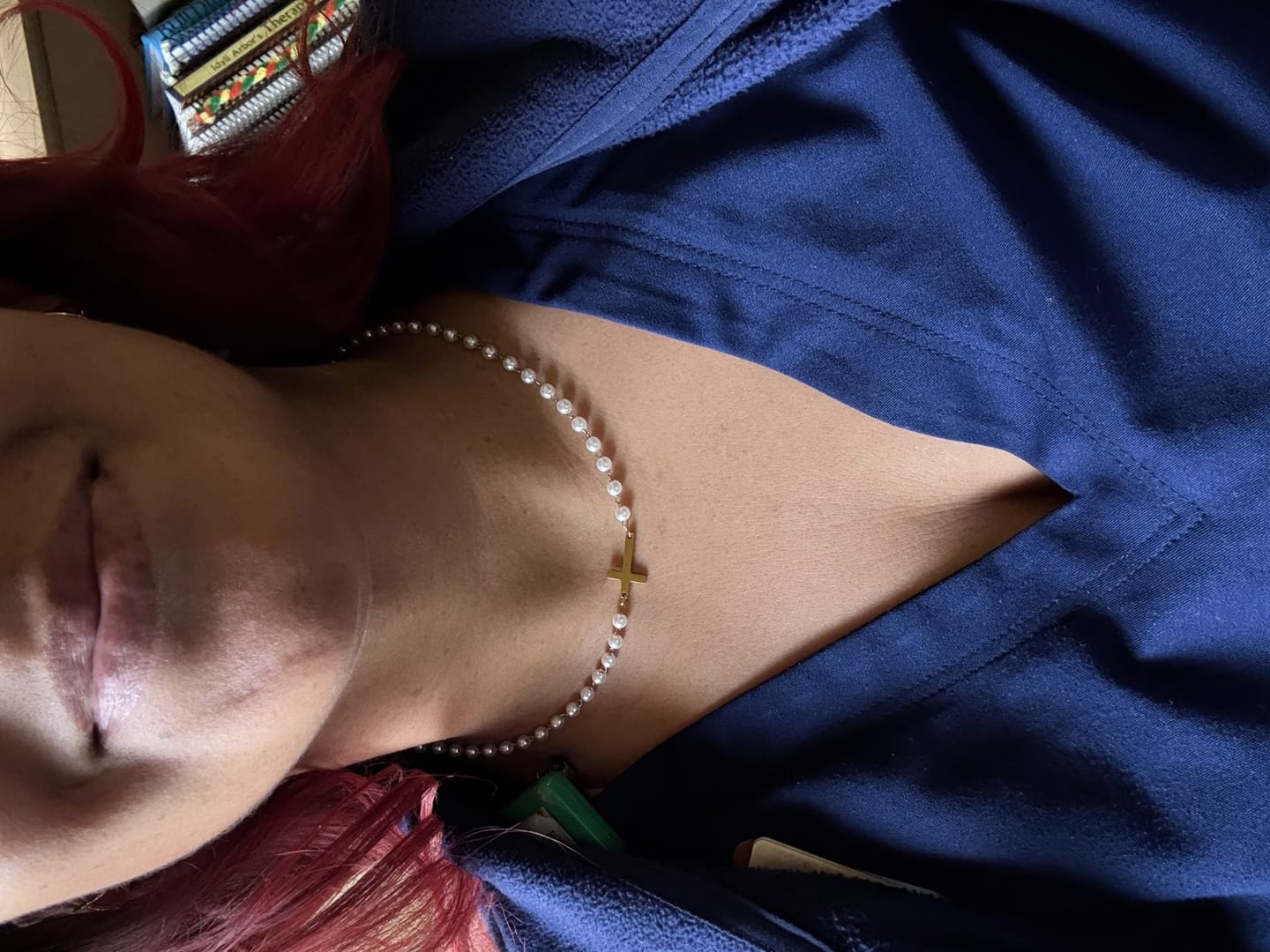 Customer photo review of Necklace: Pearl with Gold Cross