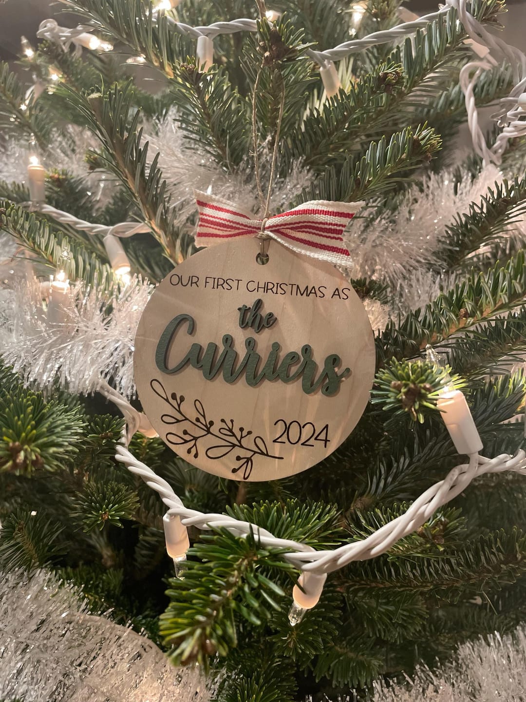 Customer photo review of Our First Christmas Married Ornament 2025