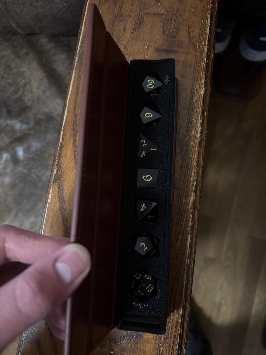 Customer photo review of Gemstone Black Night Obsidian Hand Carved DND Dice Set