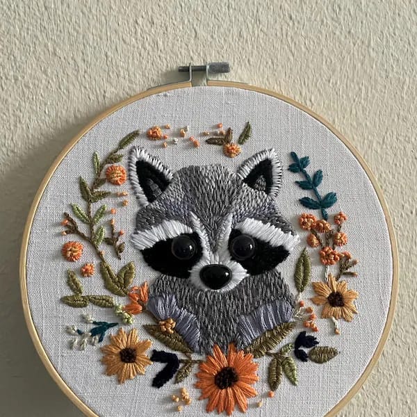 Customer photo review of Rubbyoo Embroidery Kit - Baby Racoon
