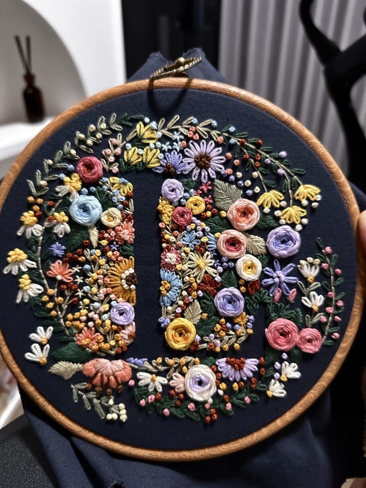 Customer photo review of Rubbyoo Embroidery Kit -floral Letter Pattern
