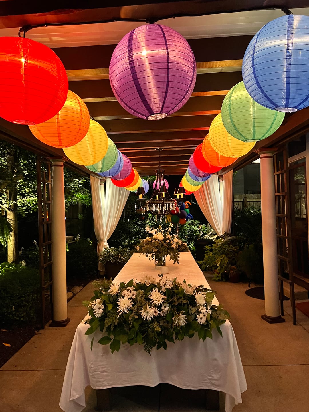 Customer photo review of 16 Inch Red Shimmering Nylon Lantern, Even Ribbing, Durable, Hanging