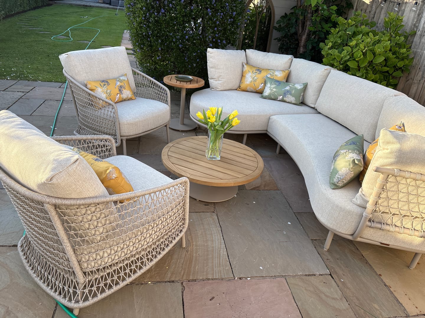 Customer photo review of Outdoor Garden Waterproof Rectangle Cushion - Birds On Elderflower