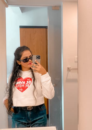 Customer photo review of Be Mine Crop Pullover
