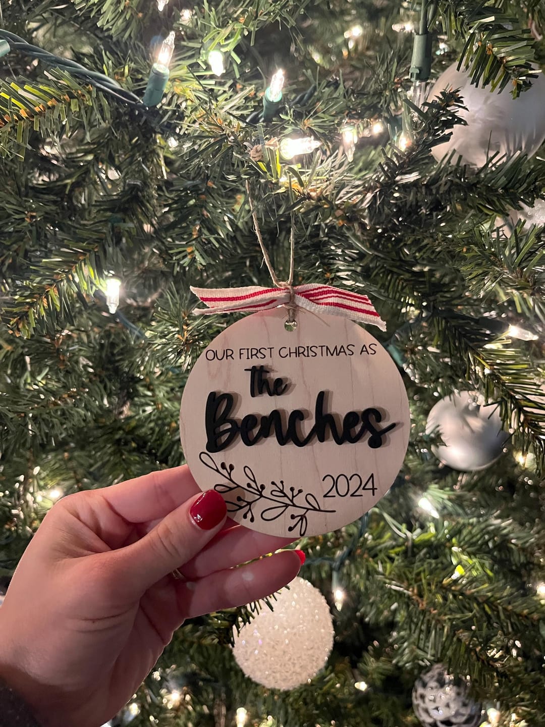 Customer photo review of Our First Christmas Married Ornament 2025