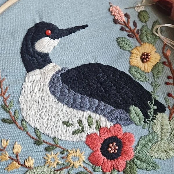 Customer photo review of Rubbyoo Embroidery Kit - Canadian Loon