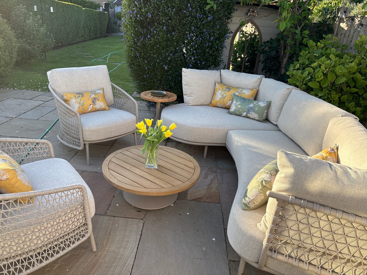 Customer photo review of Outdoor Garden Waterproof Rectangle Cushion - Birds On Elderflower