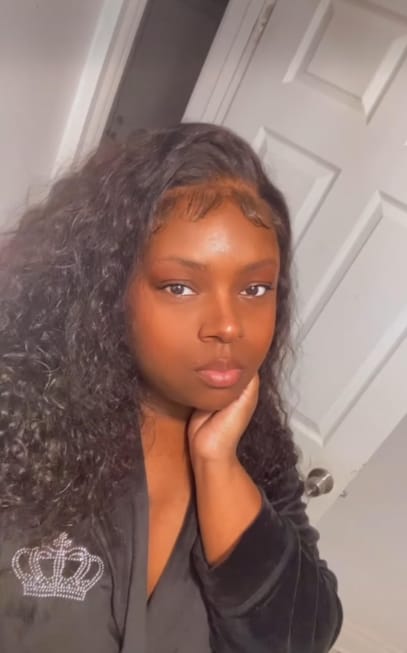 Customer photo review of MORE FACE 360 Glueless Wig Water Wave Invisi Drawstring Wear And Go Wig Quick Install Pre-Bleached And Pre-Cut HD Lace Human Hair Wigs Beginner Friendly