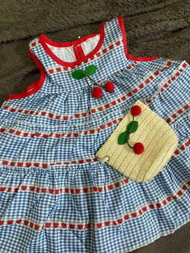 Customer photo review of Sleeveless Cherry Dress With Bag