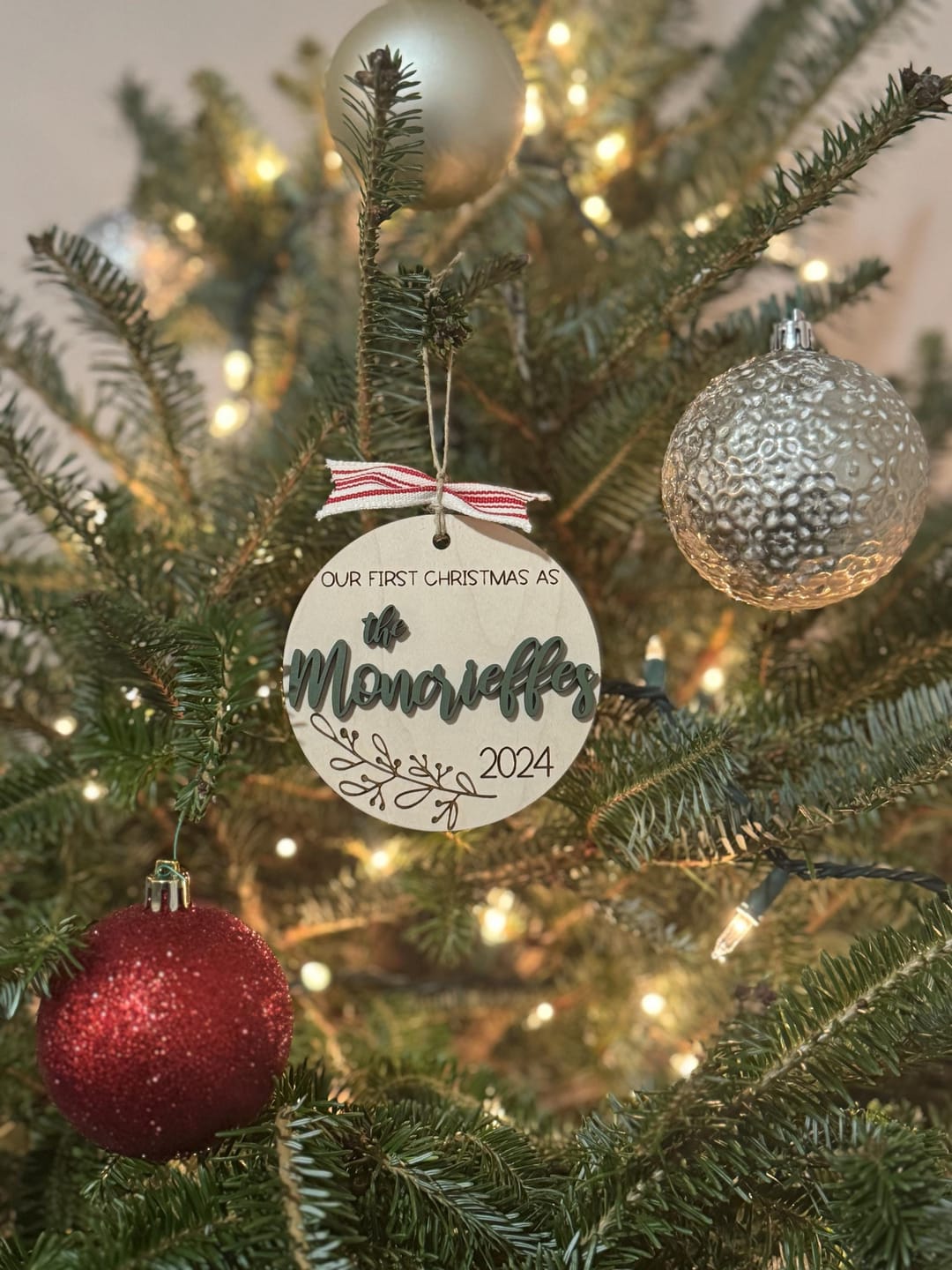 Customer photo review of Our First Christmas Married Ornament 2025