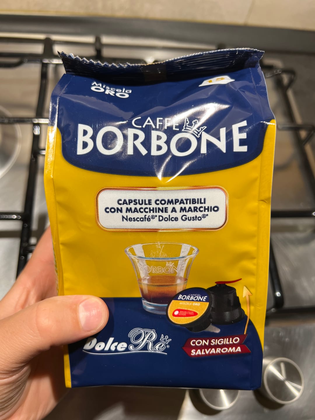 Customer photo review of Caffè Borbone 90 capsule (6 confezioni da 15) Miscela ORO, Compatibili con le Macchine Nescafè® Dolce Gusto®