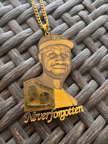 Customer photo review of Custom Photo Engraved Pendant Necklace