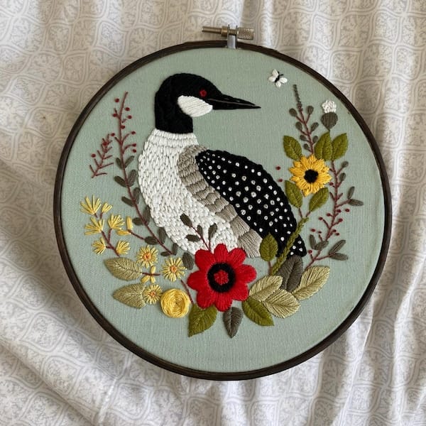 Customer photo review of Rubbyoo Embroidery Kit - Canadian Loon
