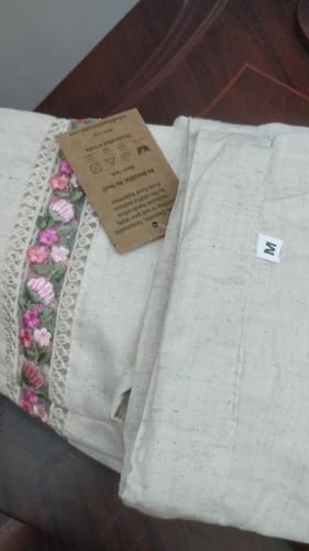 Customer photo review of Slub cotton embroidered Straight Pants