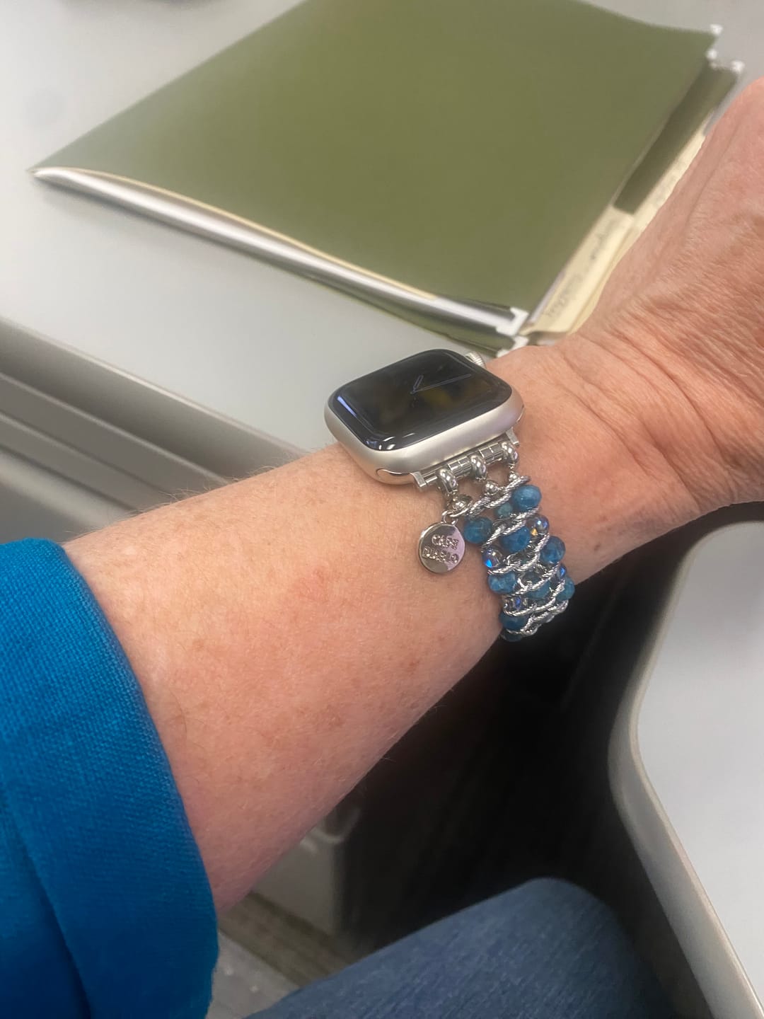 Customer photo review of Apatite Azure Braided Apple Watch Strap