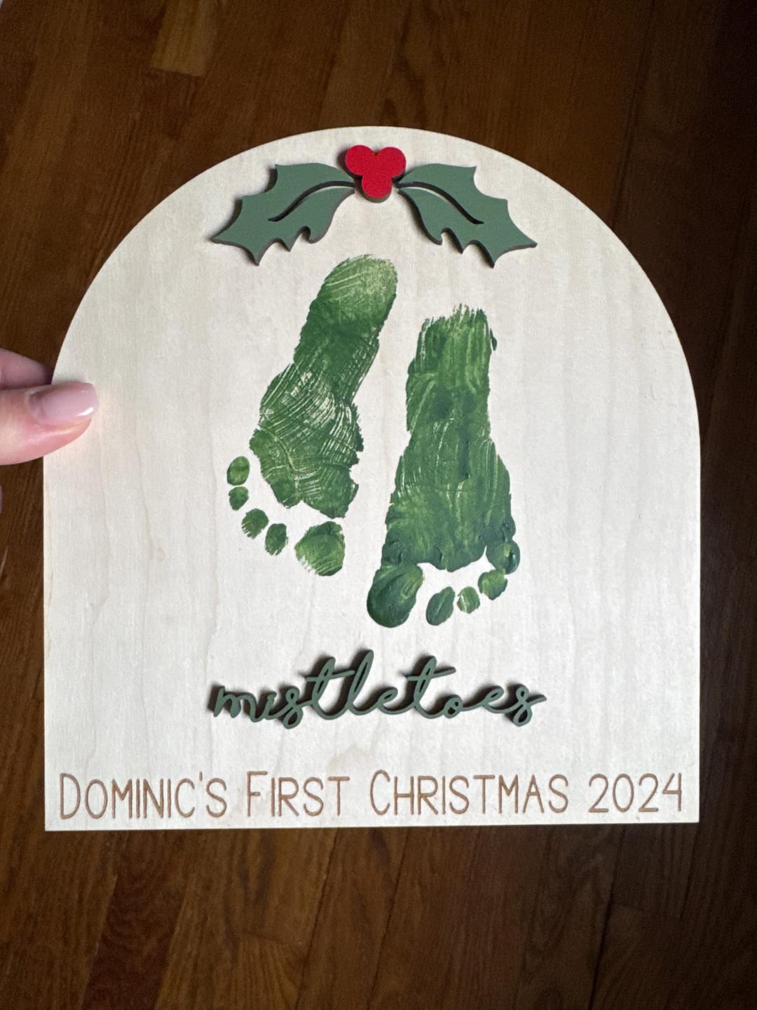 Customer photo review of Baby's First Christmas Mistletoe Footprint Craft