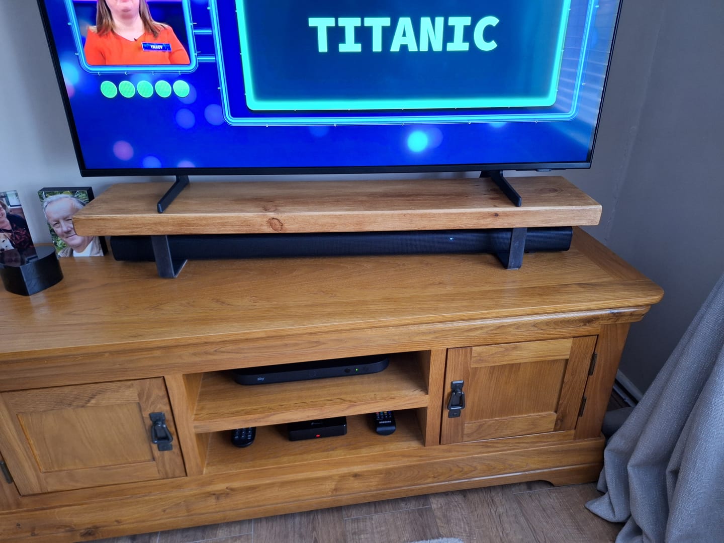 Customer photo review of Rustic Monitor Stand | Metal Sides