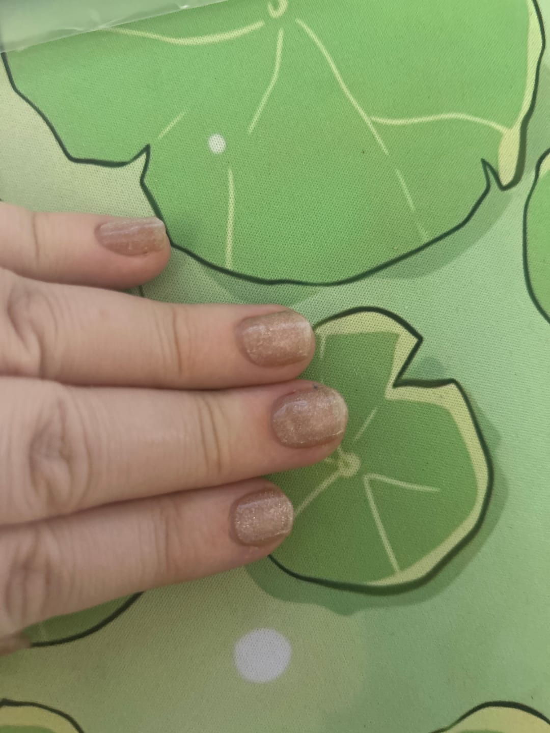 Customer photo review of Champagne Anastasia Shimmer DIY Semicured Gel Nail Sticker Kit