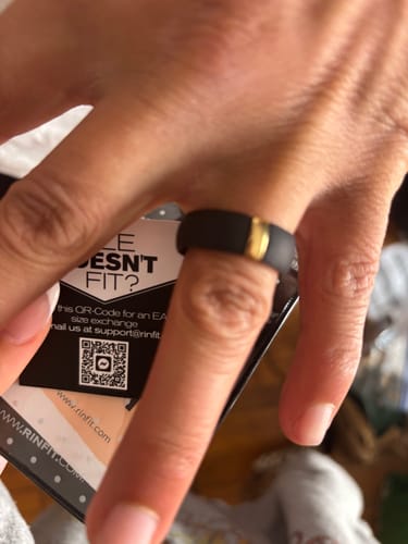 Customer photo review of Silicone Wedding Ring with Stainless Steel Strip – MetalBar Collection