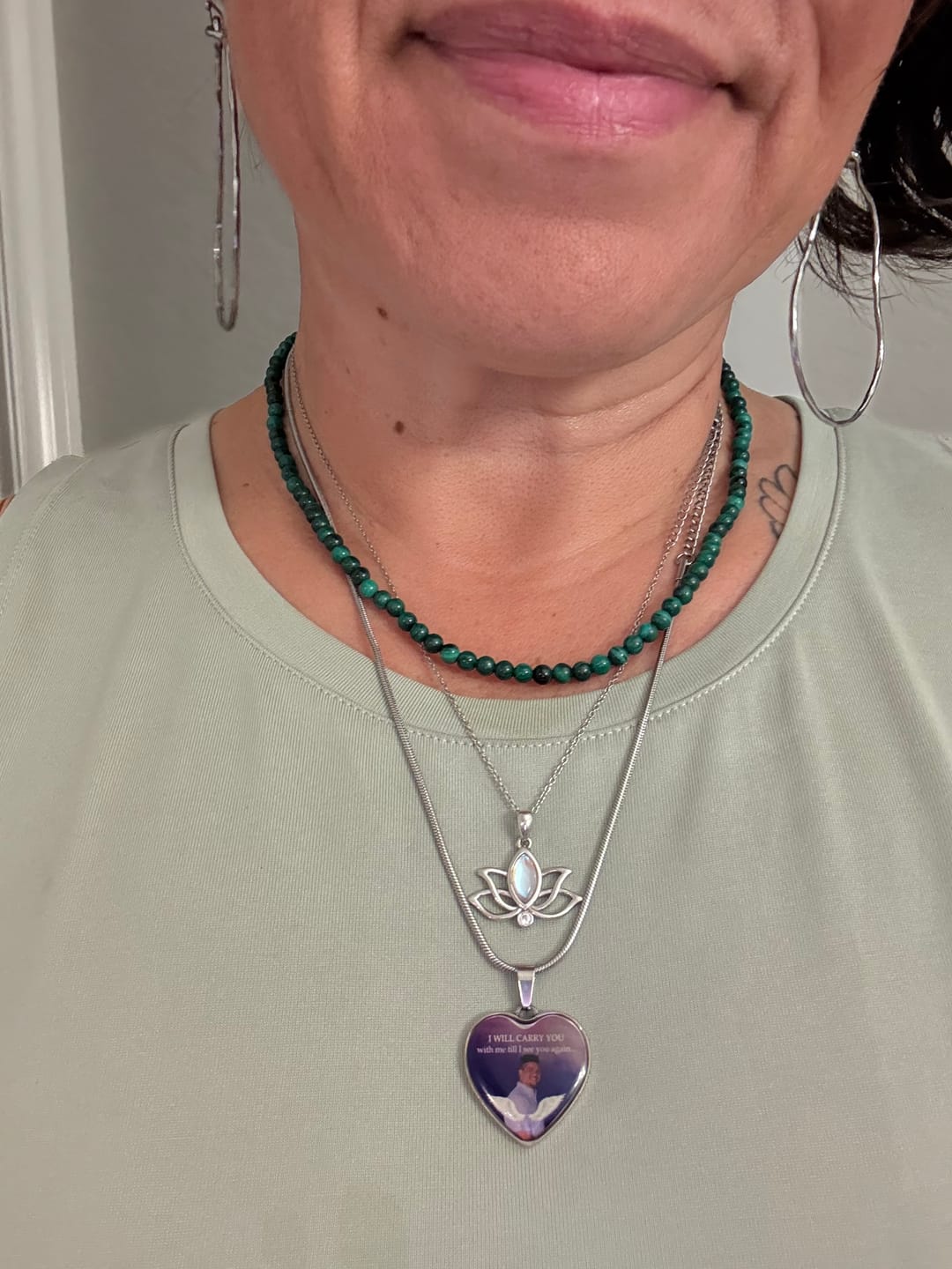 Customer photo review of Malachite Beaded Necklace Mini