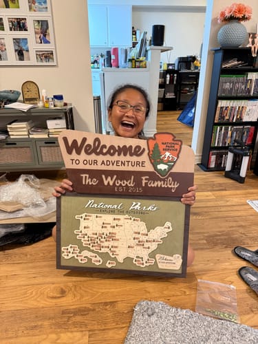 Customer photo review of 3D National Park Service Family Name Welcome Sign (Bison Design)