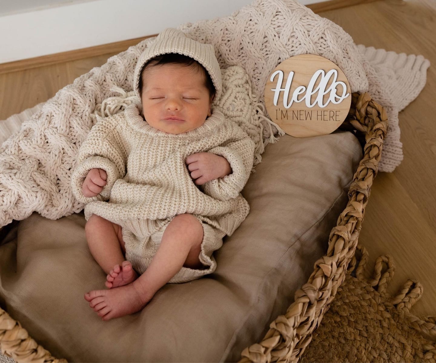 Customer photo review of Wooden Monthly Baby Milestones