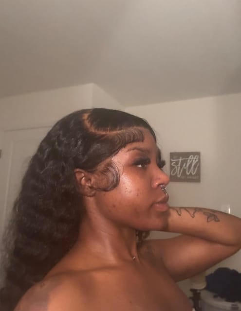 Customer photo review of MORE FACE Deep Wave Curly Human Hair Wigs 13x4 13x6 Transparent Lace Front Human Hair Wigs