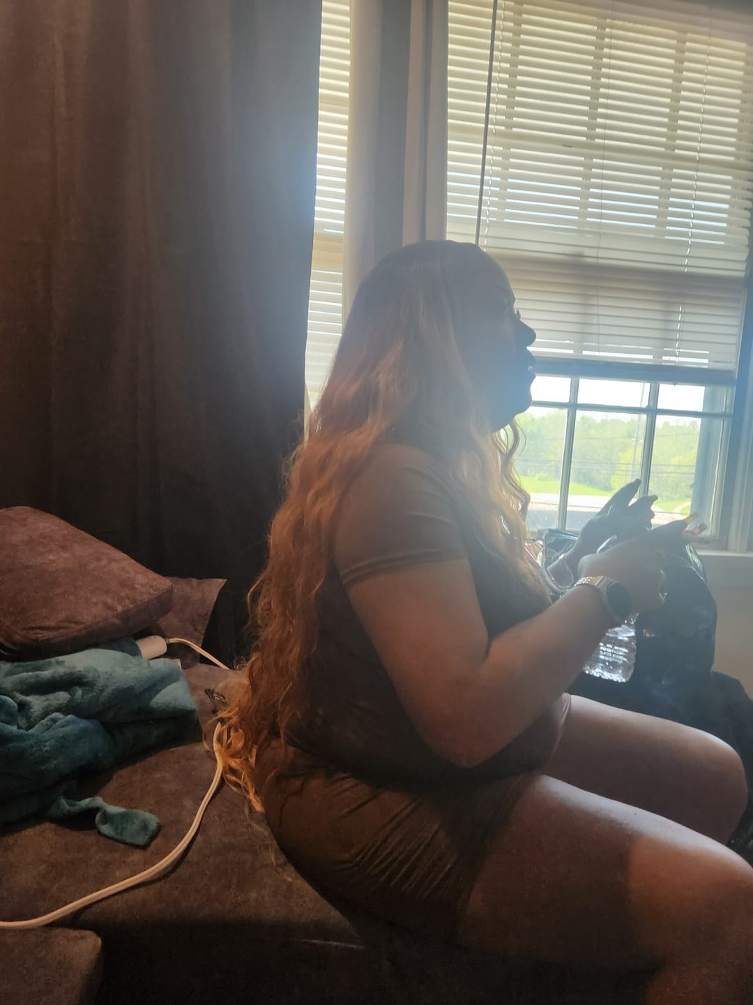 Customer photo review of Outre Melted Hairline Glueless HD Lace Front Wig - LORENZA 40"