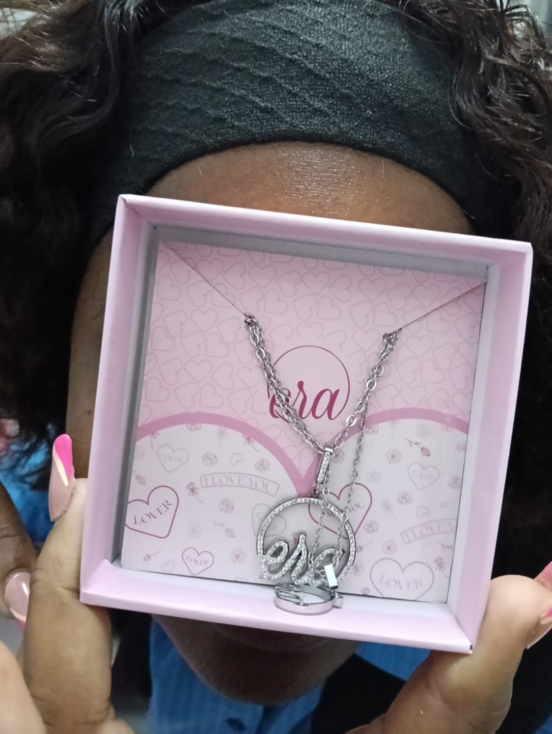 Customer photo review of Silver Precious Logo Necklace