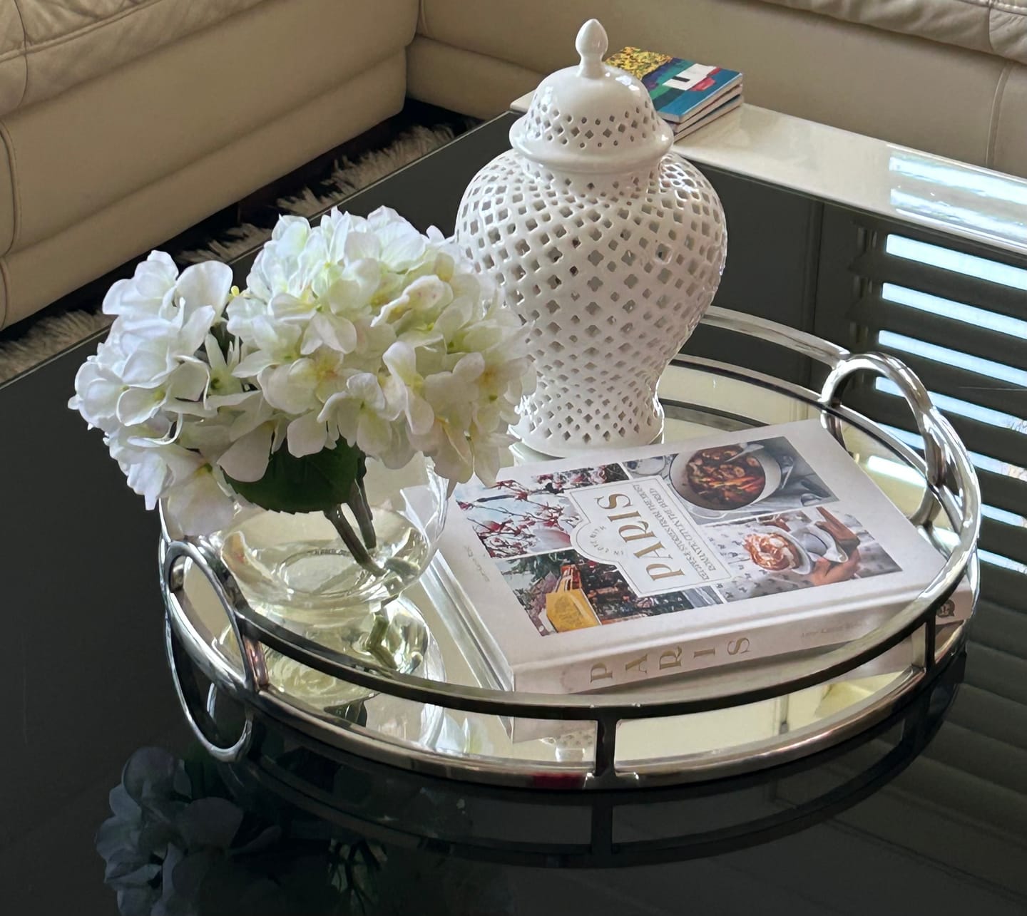 Customer photo review of Arch Round Silver Mirrored Tray With Handles