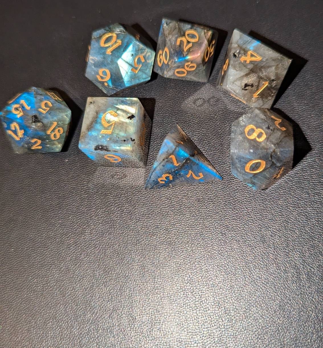Customer photo review of Labradorite Gemstone DND Dice Set