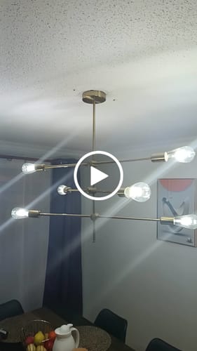 Customer video review of Lampara Modelo GAIA Techo Nordica Dorada 6 luces