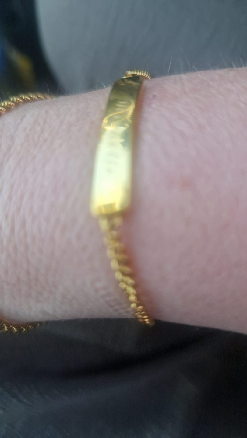 Customer photo review of The Engraved Bracelet Gold