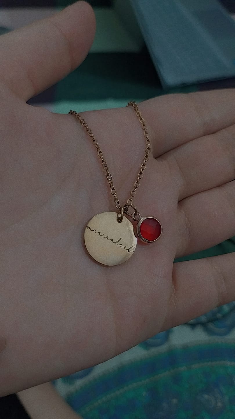 Customer photo review of Personalised Birthstone Necklace