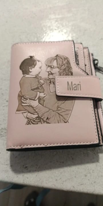 Customer photo review of PU Leather Wallet Photo Name Tri-Fold Zipper — Black | KIMLUD