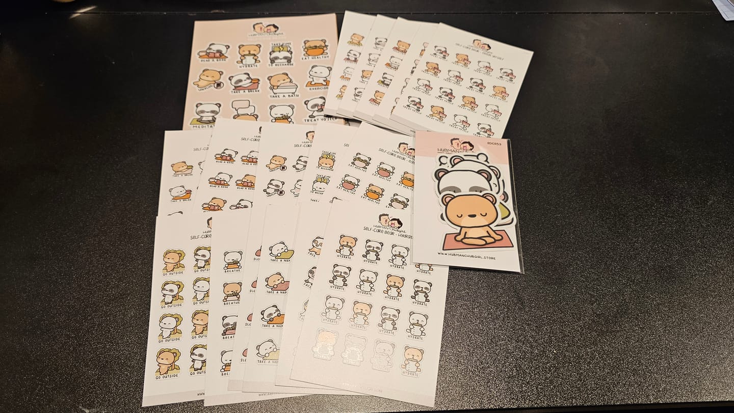 Customer photo review of Self-Care Bears Sticker Set