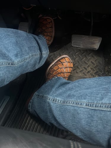 Customer photo review of Cognac Pirarucu Leather Boots - Square Toe